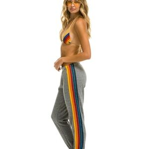 Aviator Nation: Grey 5 Stripe Sweatpants
